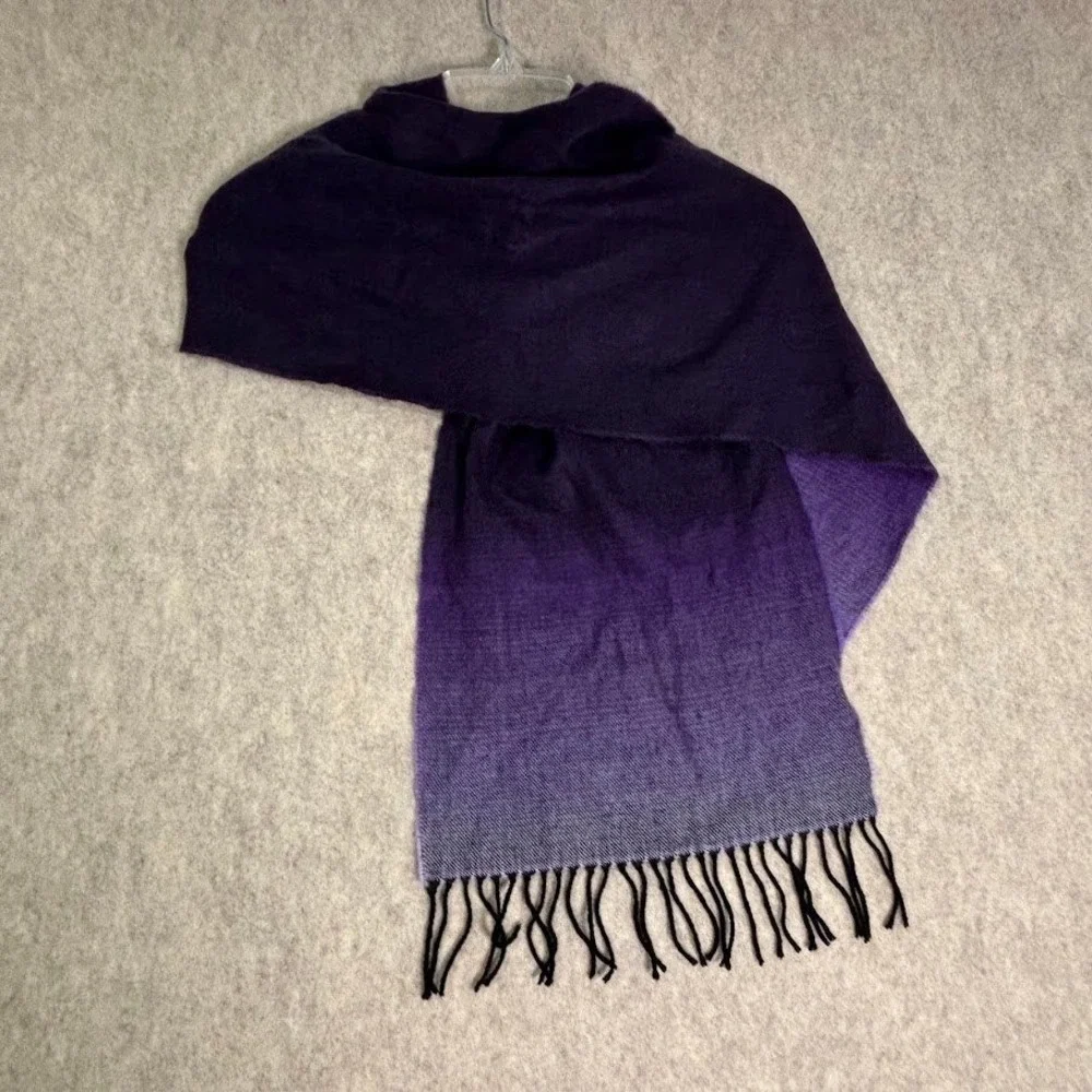 Cashmere‎ Scarf Shawl Stole Purple Ombre Made in Scotland Luxury Chic